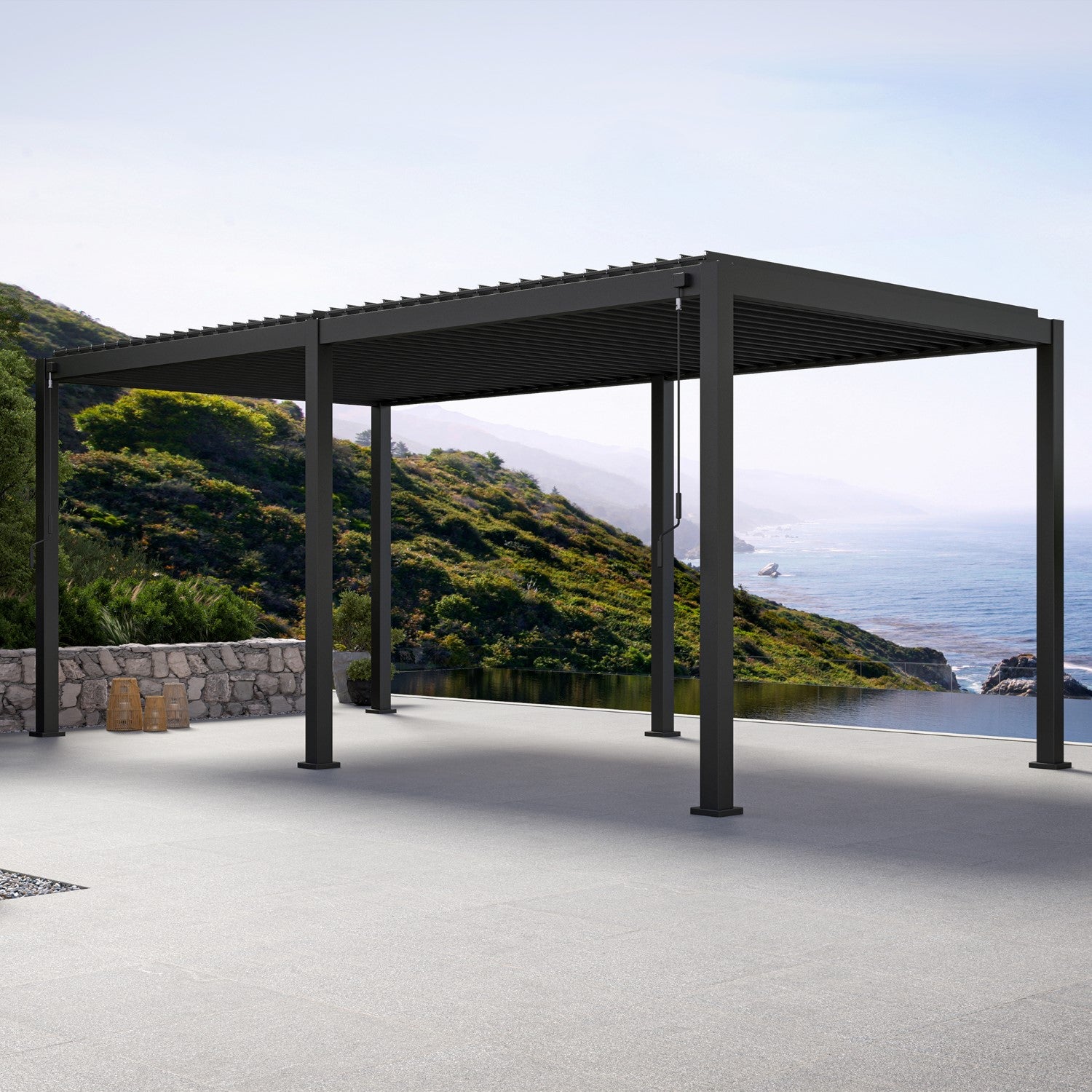 MIRADOR 111DA 10'x20' CHARCOAL PERGOLA | LOUVERED ALUMINUM PERGOLA