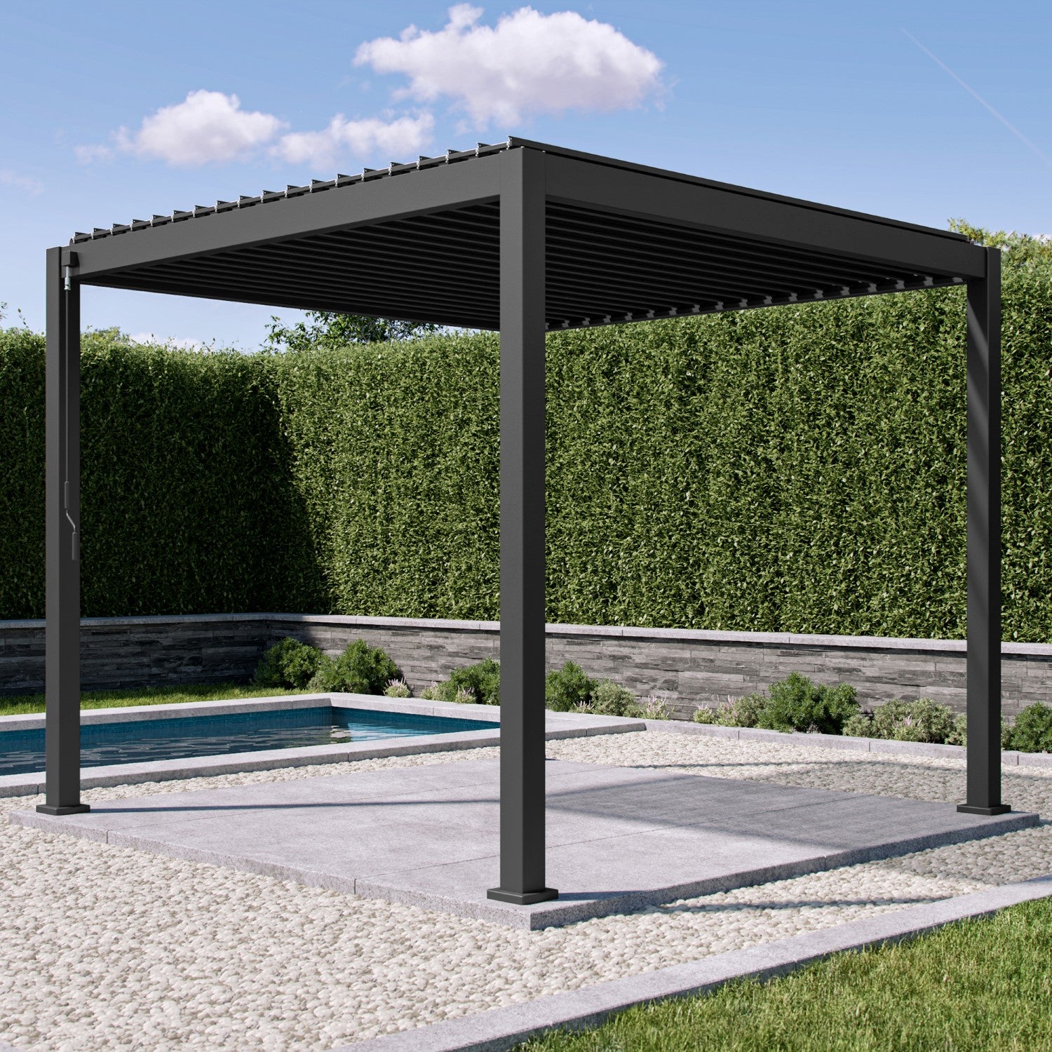 MIRADOR 111SR 10'x10' CHARCOAL PERGOLA | ALUMINIUM LOUVERED PERGOLA