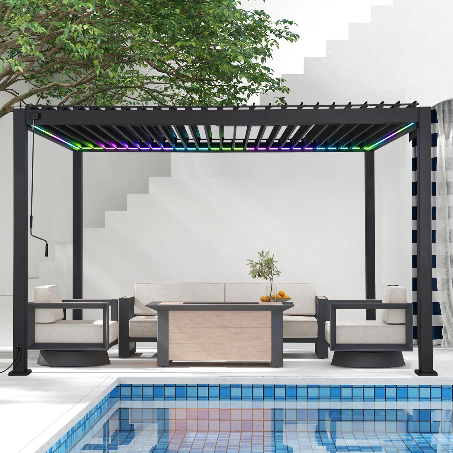 MIRADOR 111S 10'x13' PERGOLA WITH LED STRIP LIGHTS