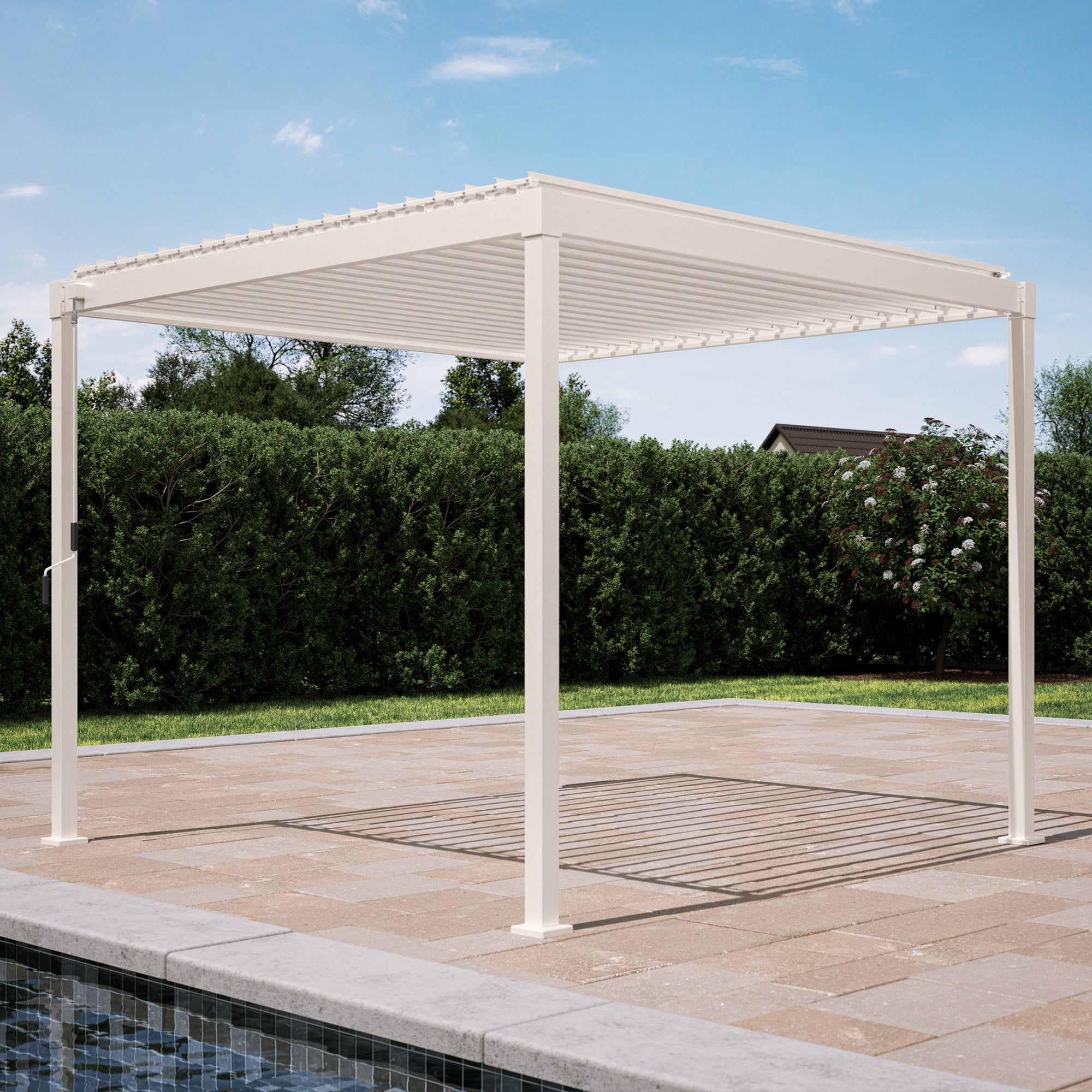 MIRADOR 80S 10'x10' LATTE PERGOLA | ALUMINUM LOUVERED PERGOLA