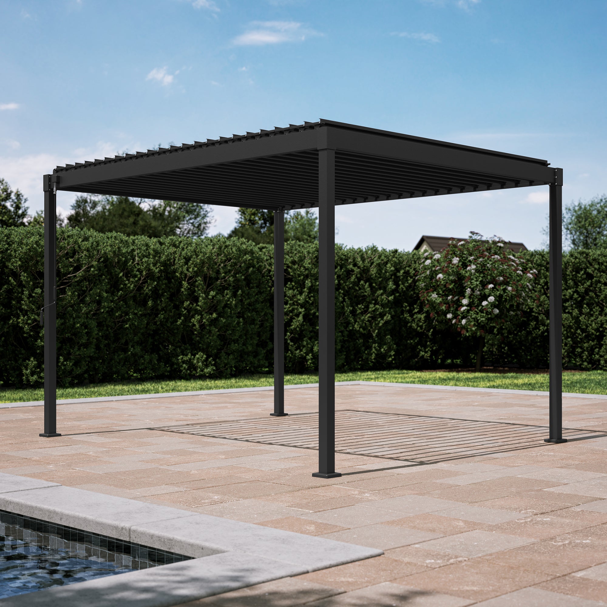MIRADOR 80S 10'x12' CHARCOAL PERGOLA | ALUMINUM LOUVERED PERGOLA