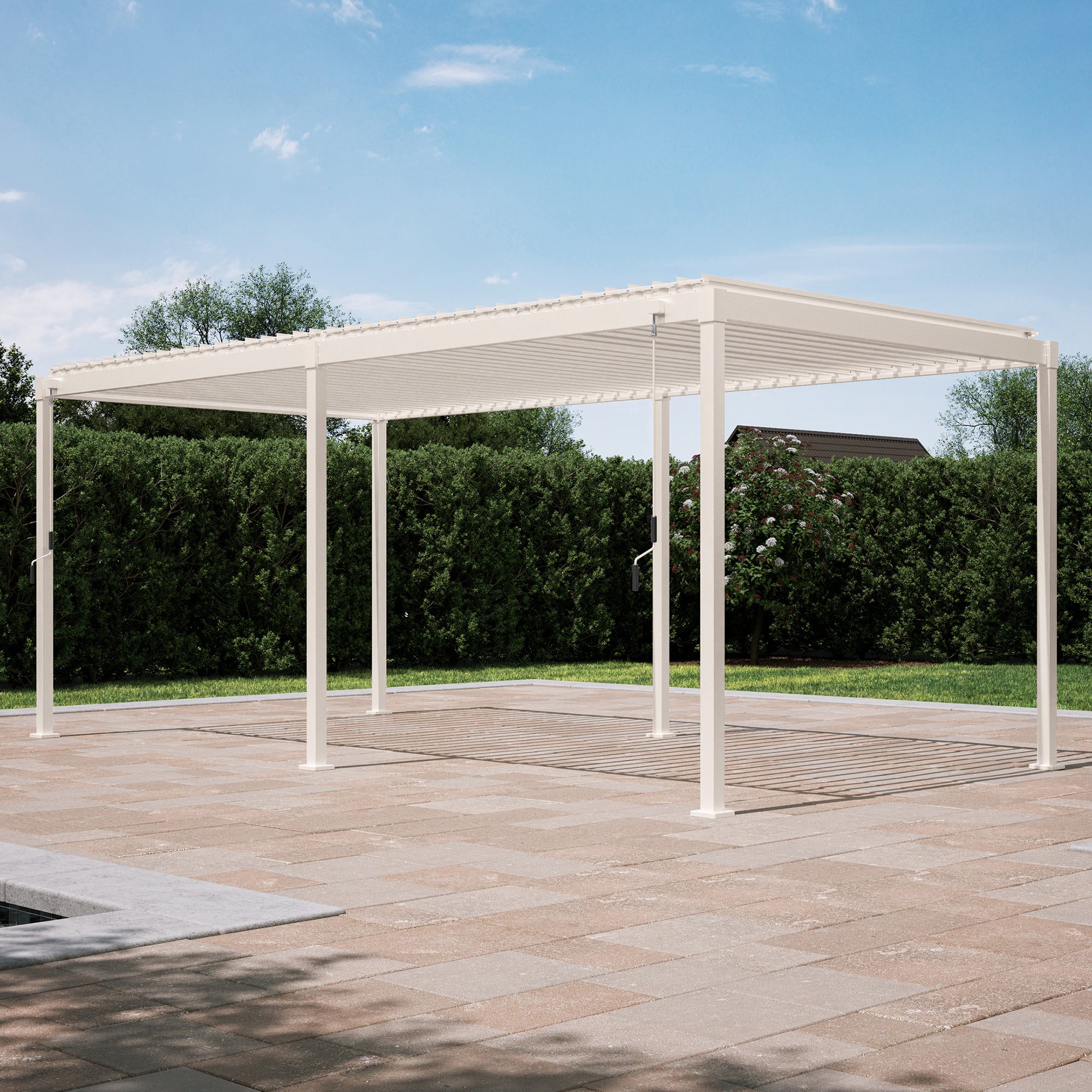 MIRADOR 80S 10'x20' LATTE PERGOLA | ALUMINUM LOUVERED PERGOLA