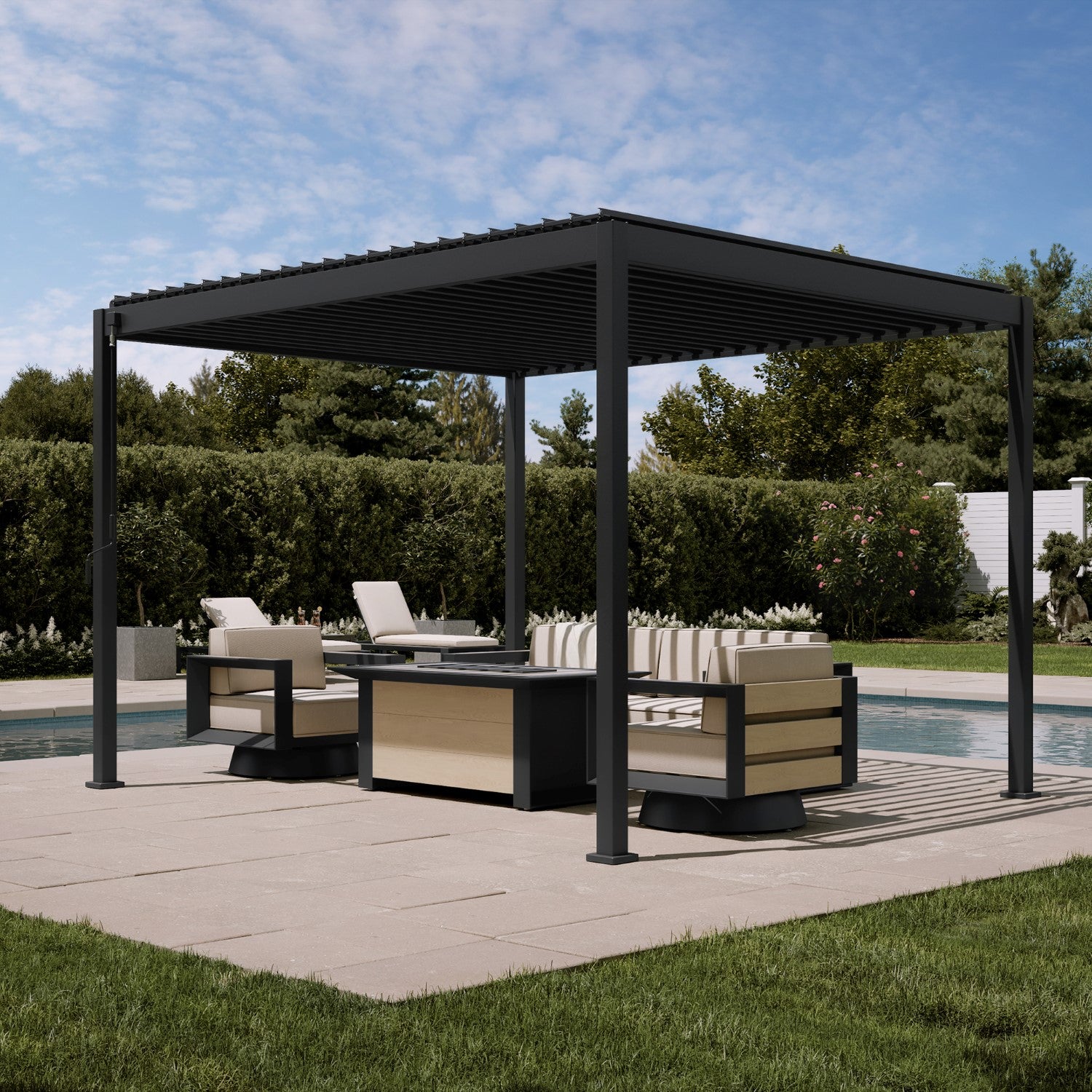MIRADOR 88S 10'x12' CHARCOAL PERGOLA | LOUVERED ALUMINIUM PERGOLA, image size:1500x1500