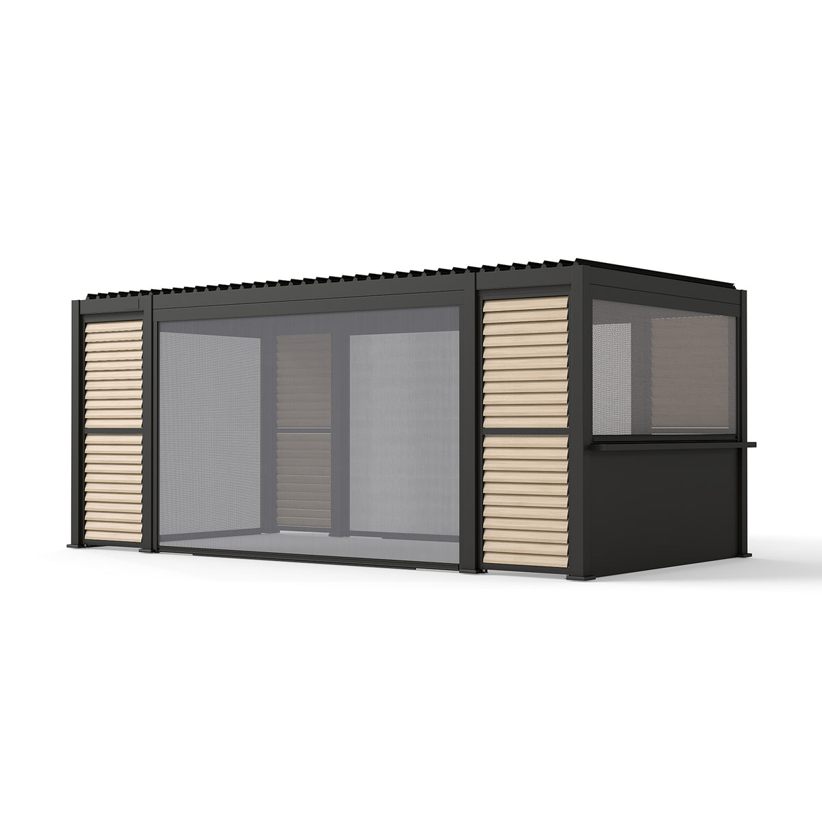Bundle Set - 111S ViewScape 10'x20' Pergola + 10' Bar Counter Wall with Pull Down Screen +10' Pull Down Screen + 13' Pull Down Screen *2