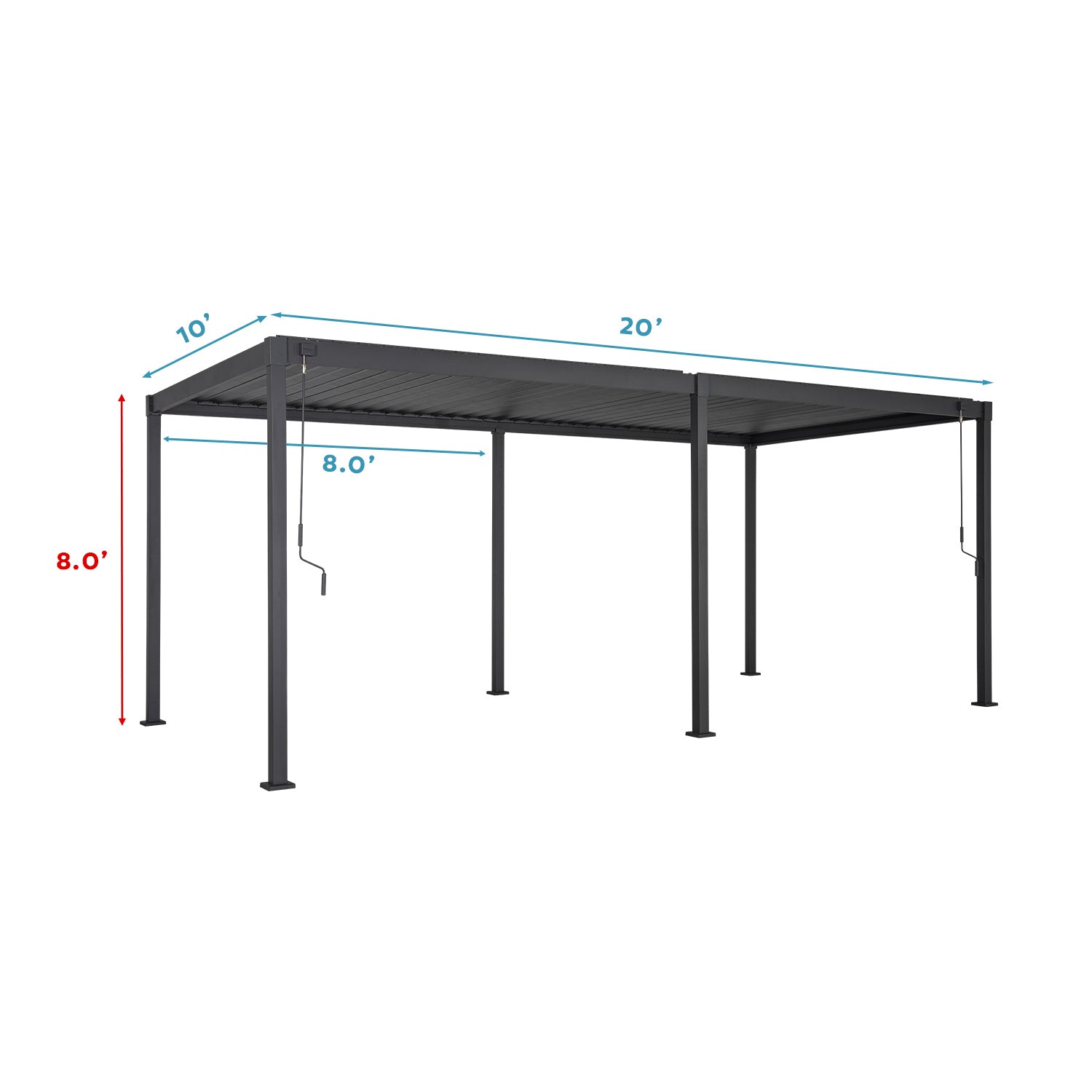 MIRADOR 80S 10'x20' CHARCOAL PERGOLA