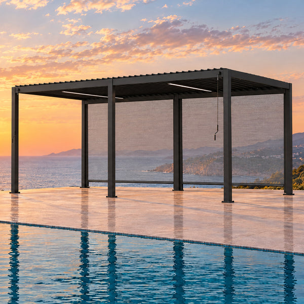 Bundle Set - 111DA 10'x20' Pergola + 2 * 10' Pull Down Screen  + 2 * 10' LED Light Bar with Power Supply