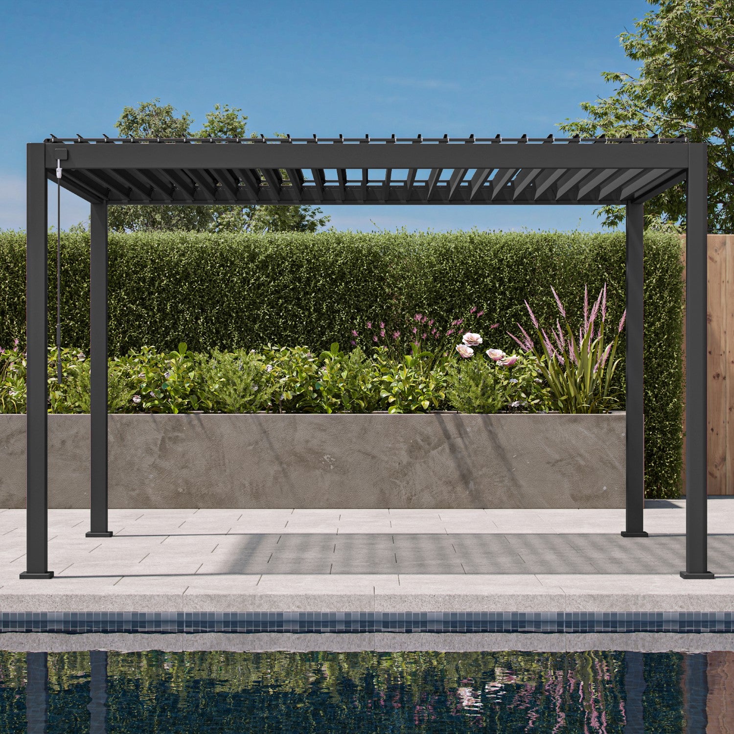 MIRADOR 111S 10'x13' CHARCOAL PERGOLA | LOUVERED ALUMINIUM PERGOLA