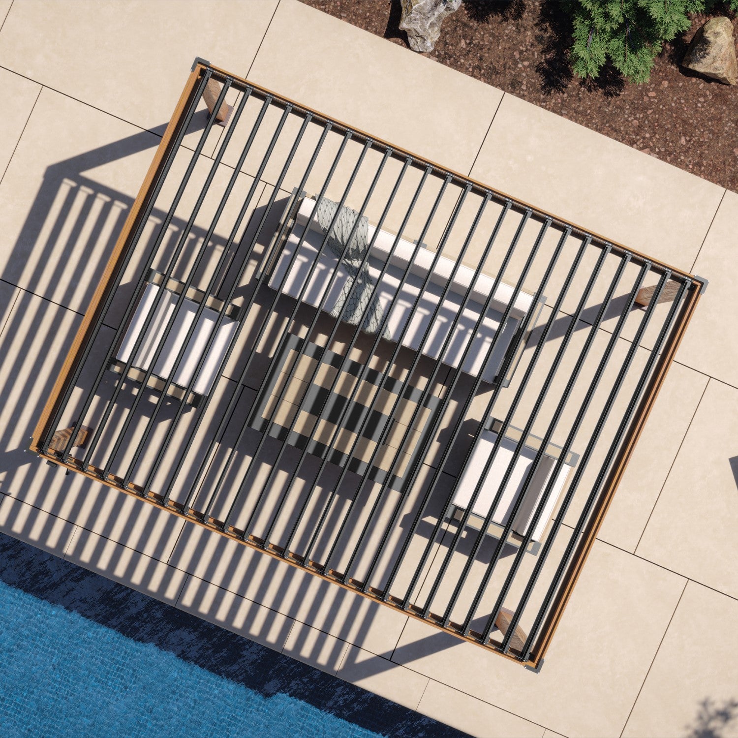 MIRADOR 111S 10'x13' CHERRY OAK PERGOLA | LOUVERED ALUMINUM PERGOLA