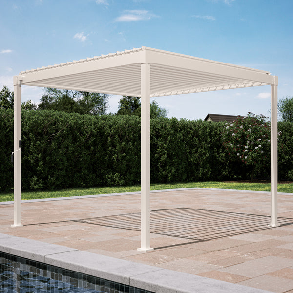 MIRADOR 80S 10'x10' LATTE PERGOLA | ALUMINUM LOUVERED PERGOLA