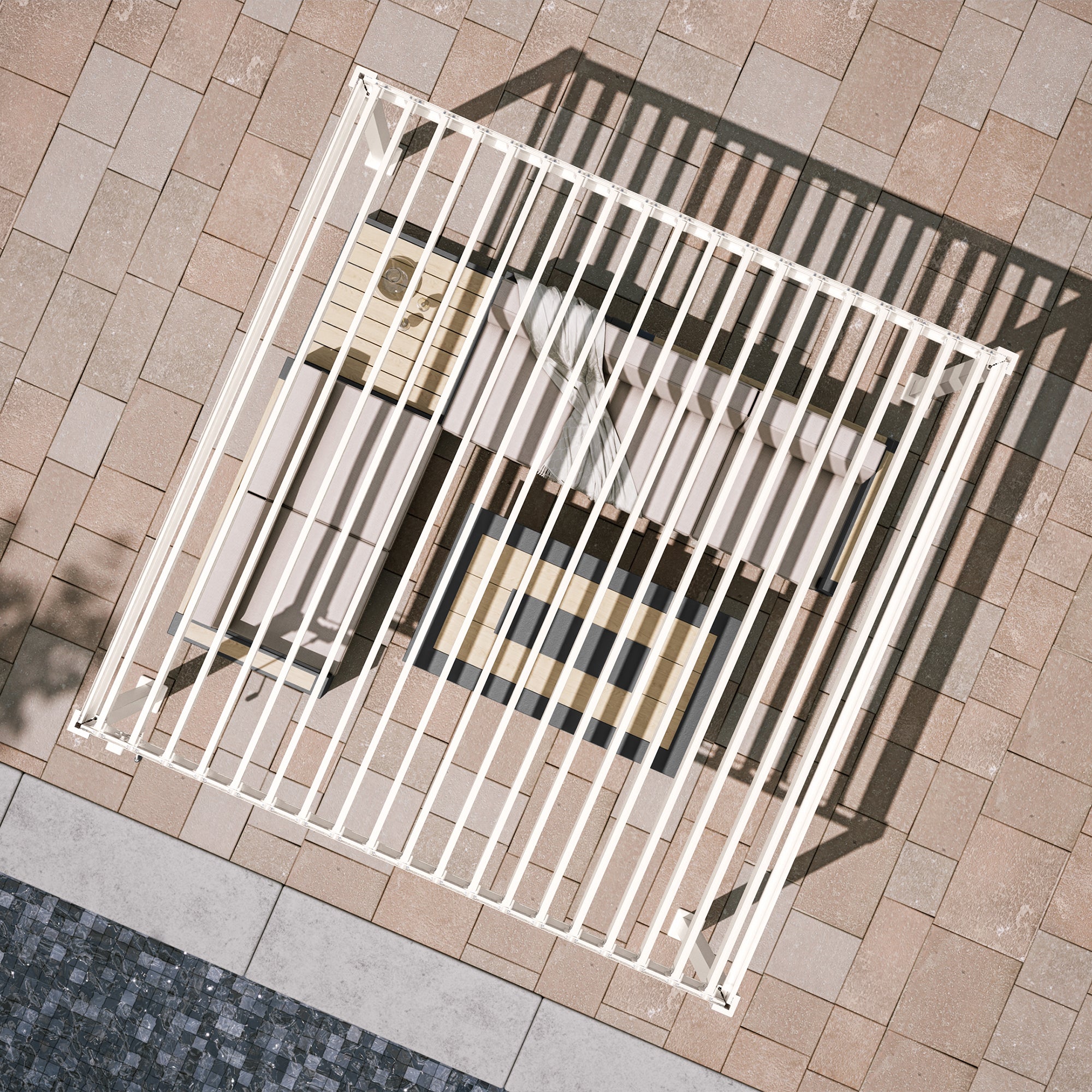 MIRADOR 80S 10'x10' LATTE PERGOLA | ALUMINUM LOUVERED PERGOLA