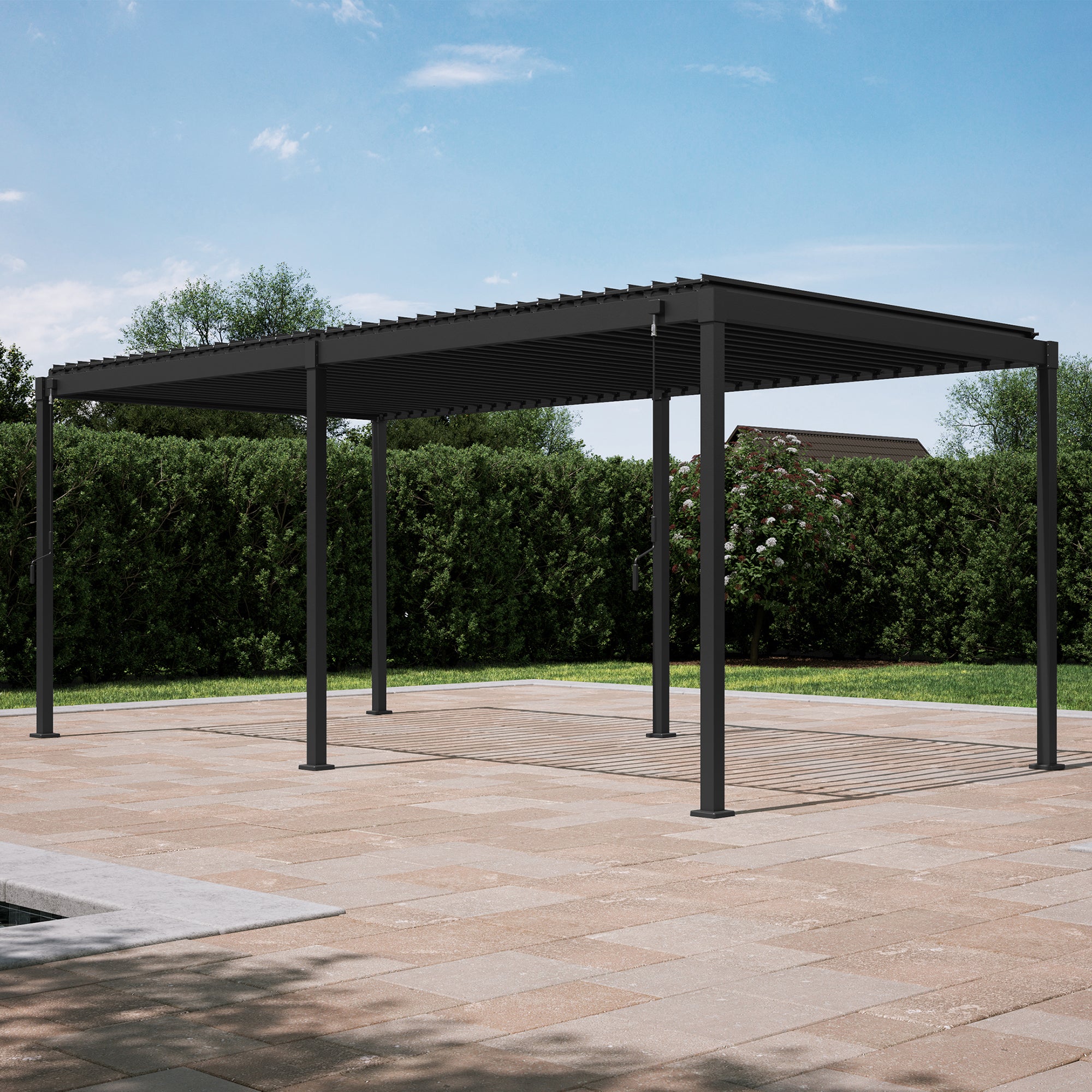 MIRADOR 80S 10'x20' LATTE PERGOLA | ALUMINUM LOUVERED PERGOLA