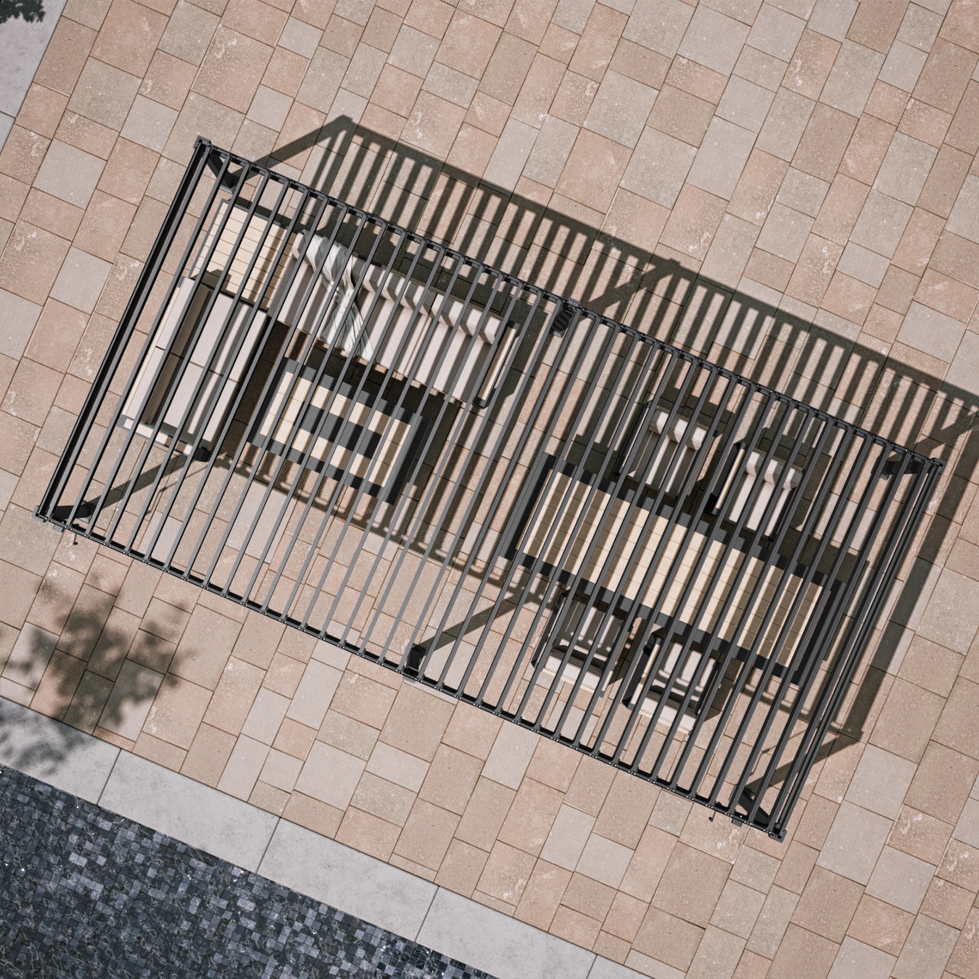 MIRADOR 80S 10'x20' LATTE PERGOLA | ALUMINUM LOUVERED PERGOLA