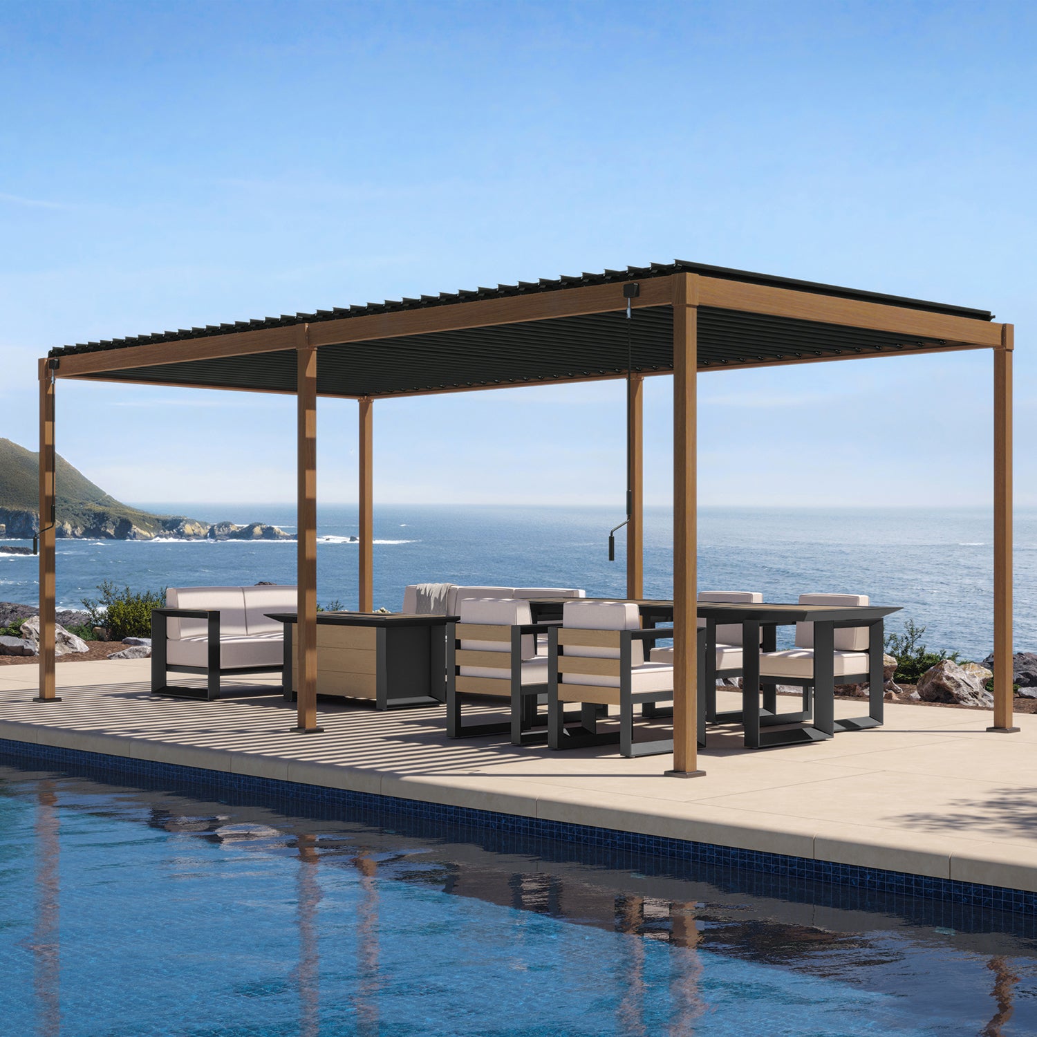 Mirador 111S 10'x20' Takasho-Brown Ebony Pergola