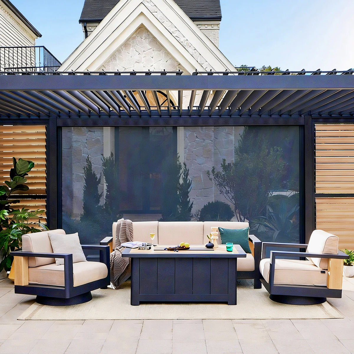 Siena 4-Piece Fire Pit Seating Set - Mirador Outdoor Furniture