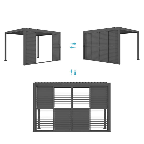 Bundle Set - 111DA 10'x20' Pergola + 10‘ Sliding shutter door *2 + Pow