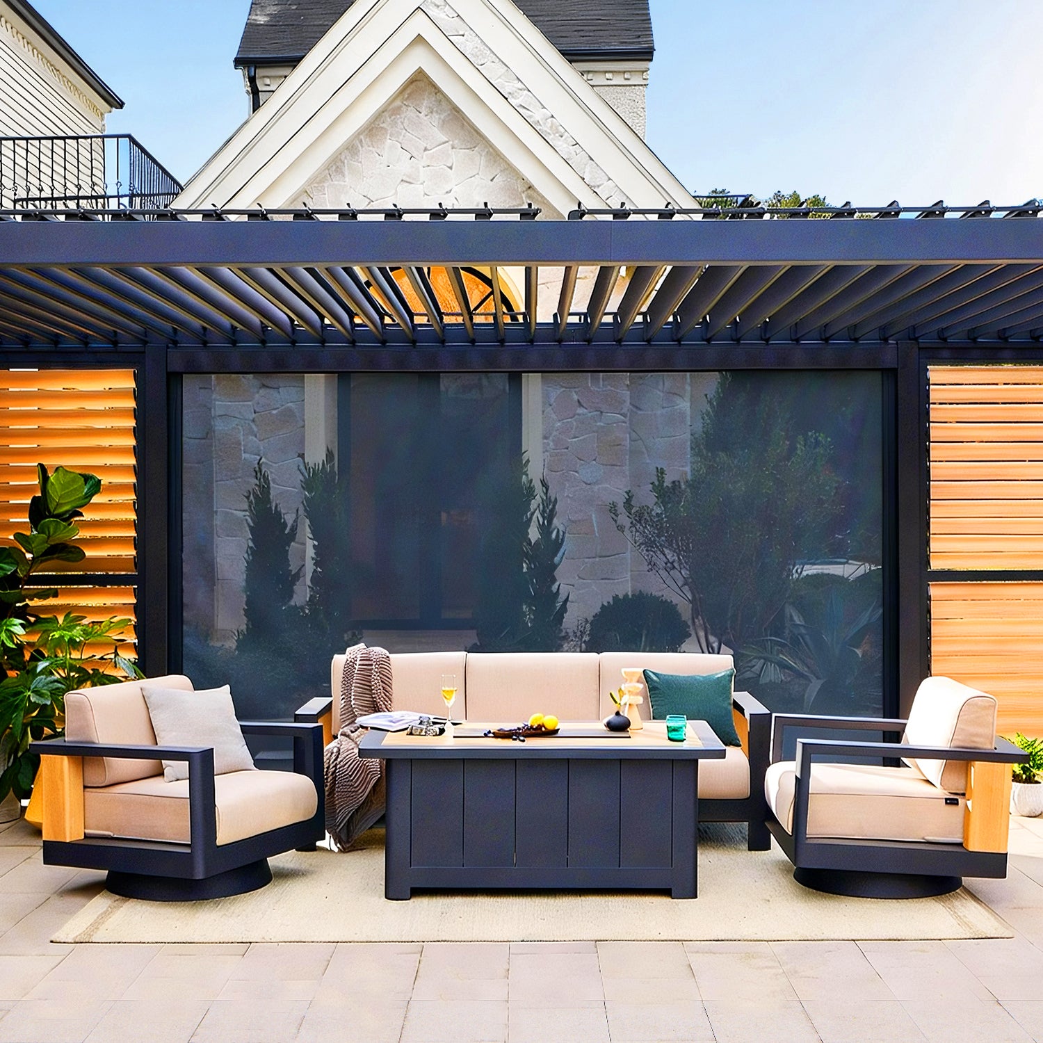 Siena 4-Piece Fire Pit Seating Set - Mirador Outdoor Furniture