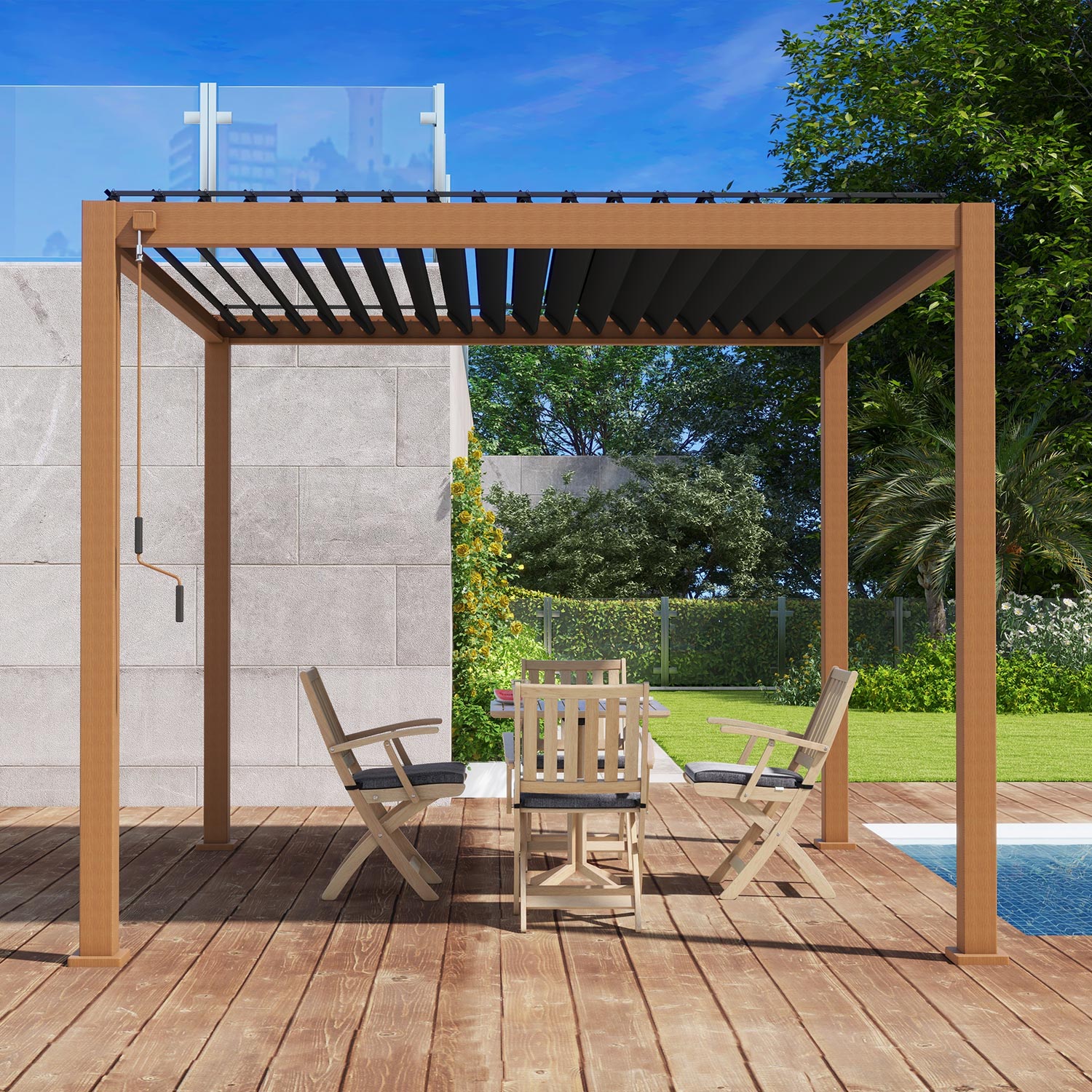 MIRADOR 111S 10'x10' CHERRY OAK PERGOLA